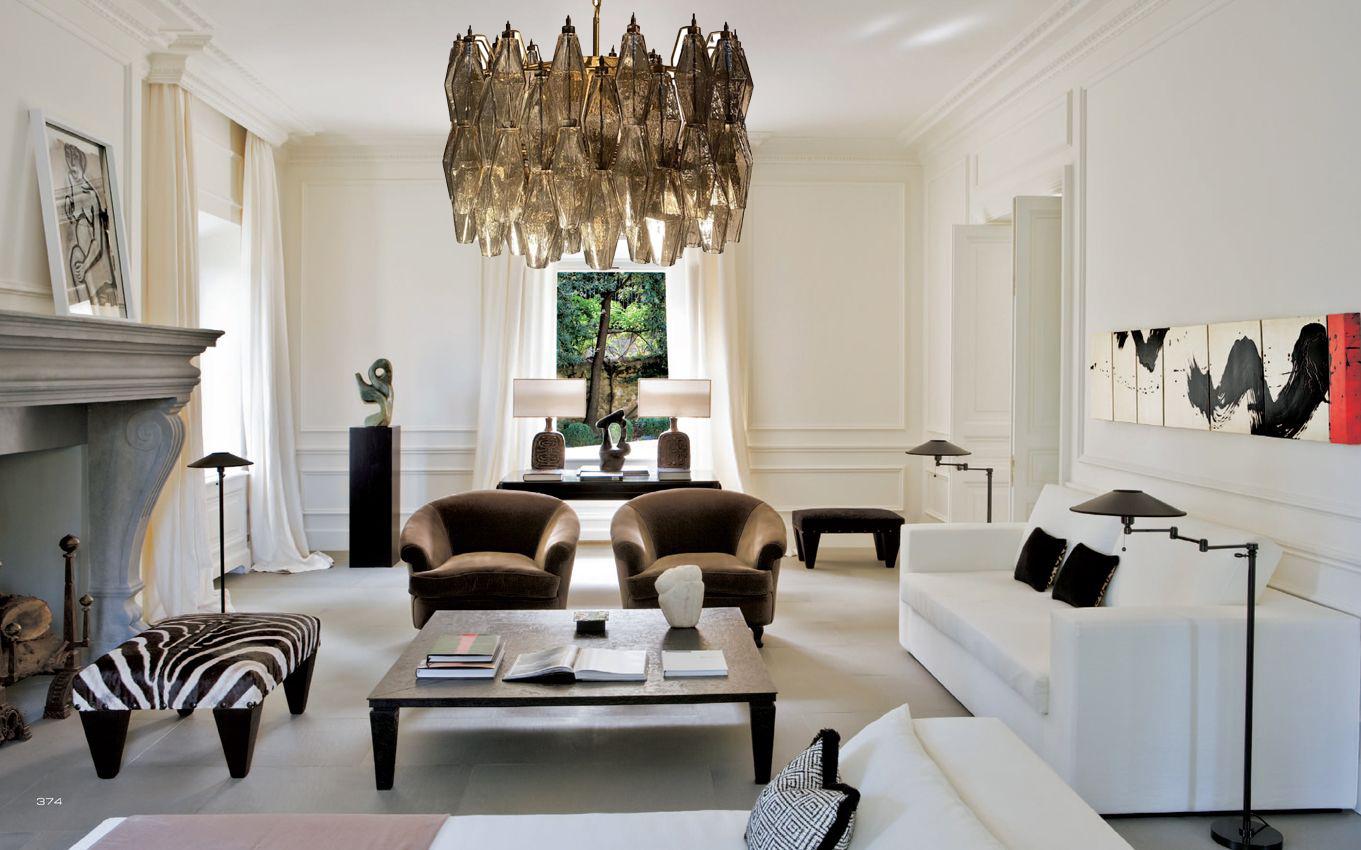 Each chandelier consists of 103 hand blown grey 