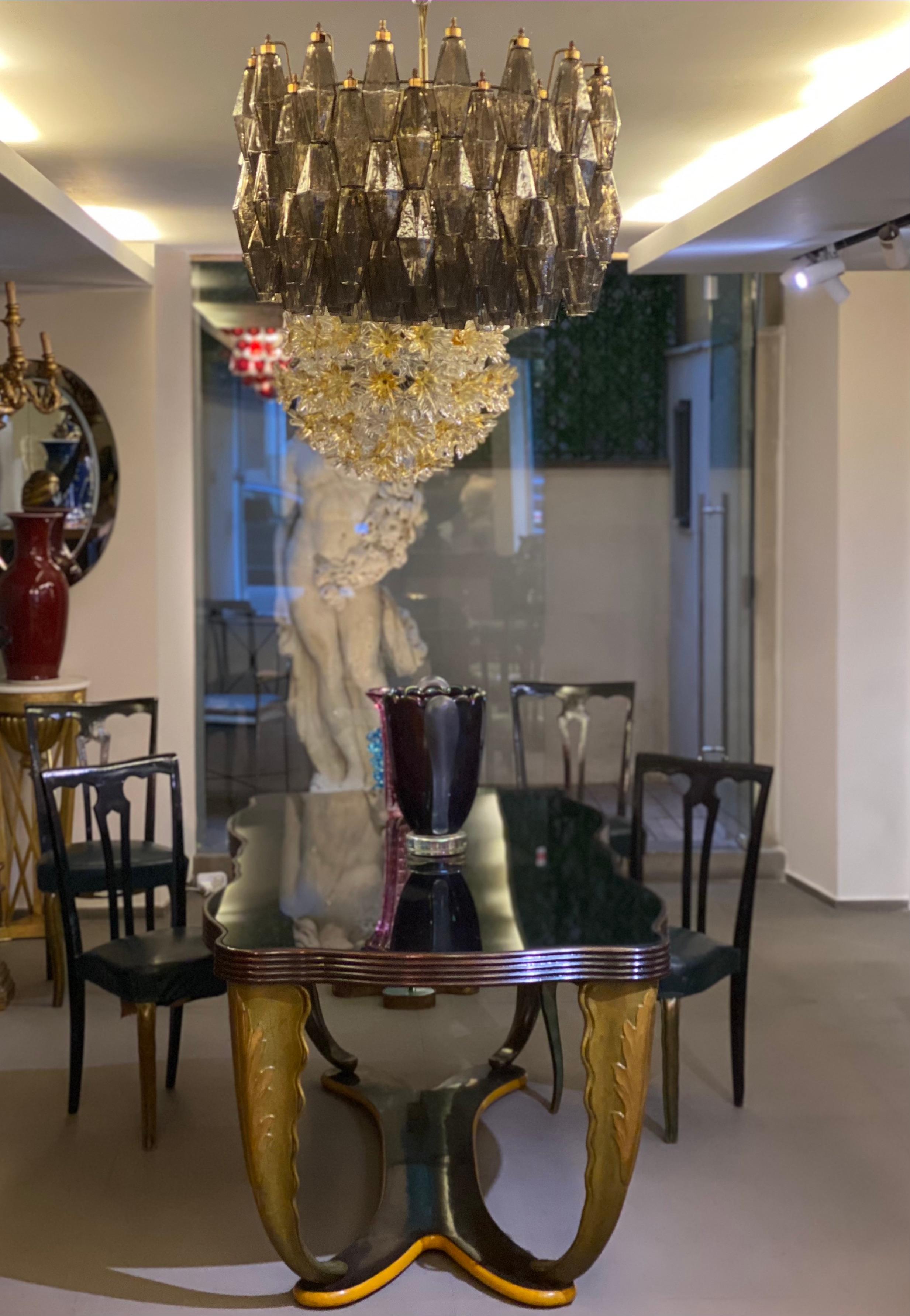 Coppia di lampadari in vetro di Murano Poliedri grigio in stile Carlo Scarpa in vendita 6