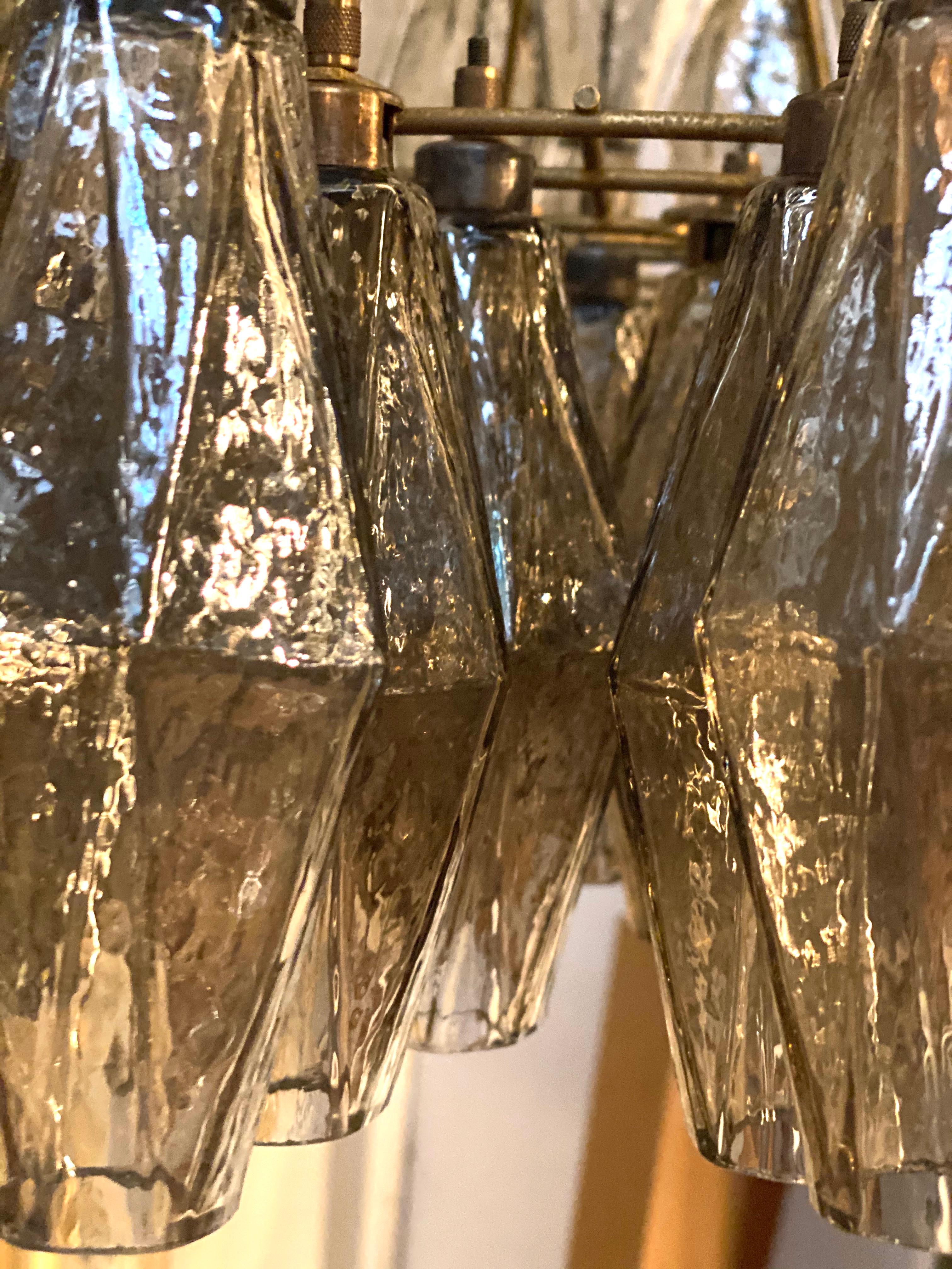 Paar graue Poliedri-Muranoglas-Kronleuchter im Carlo Scarpa-Stil im Angebot 8