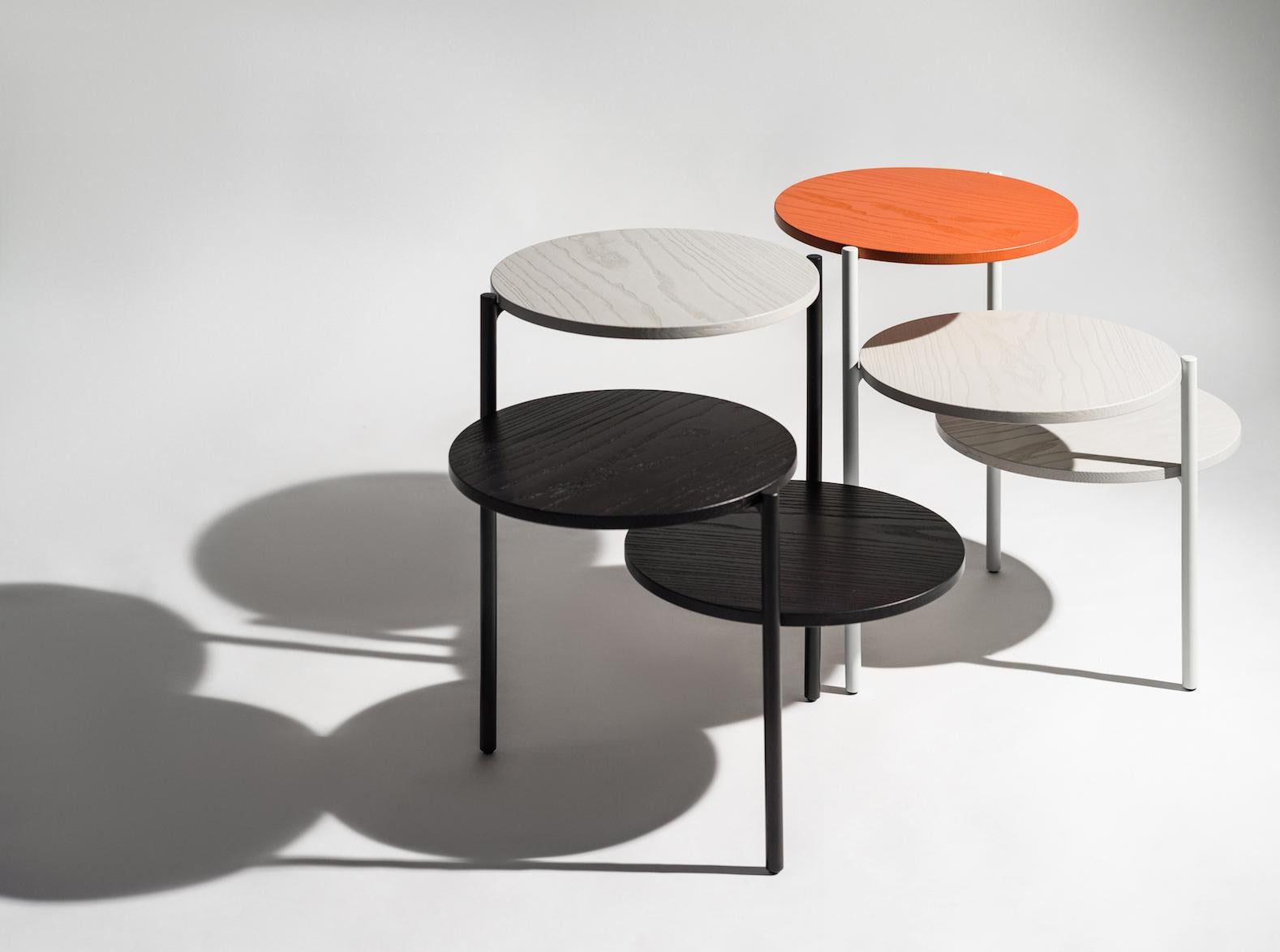 Pair of Grey & Pumpkin Triplo Tables by Mason Editions In New Condition For Sale In Geneve, CH