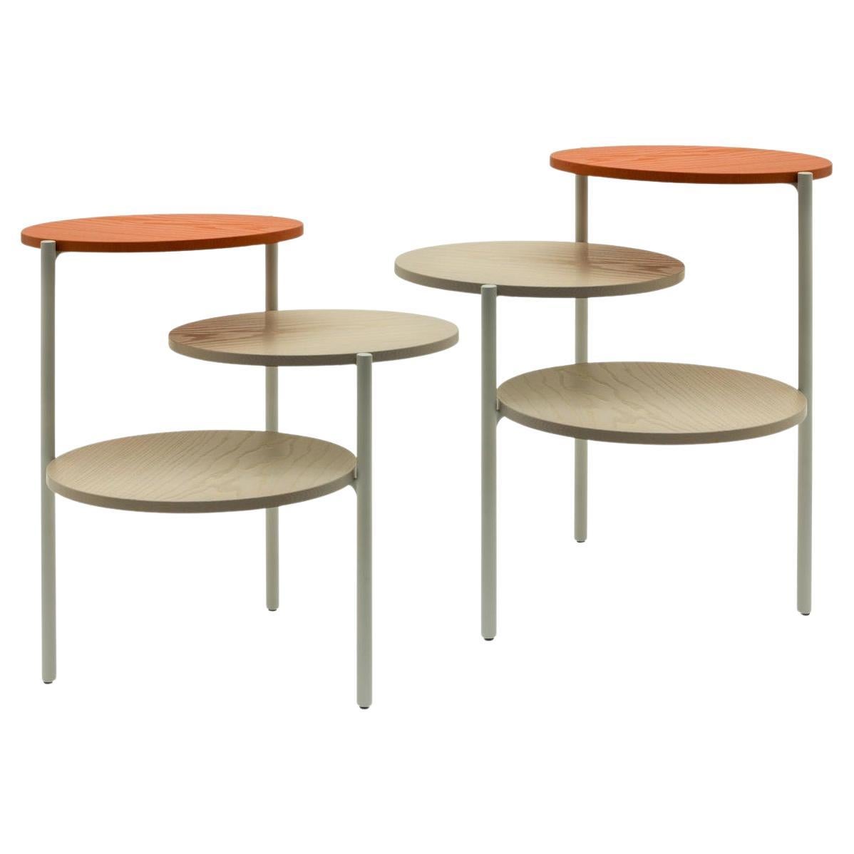 Pair of Grey & Pumpkin Triplo Tables by Mason Editions For Sale