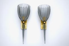 Pair of Grey Rigadin Murano Glass Sconces, Piattelli curated Maestro collection