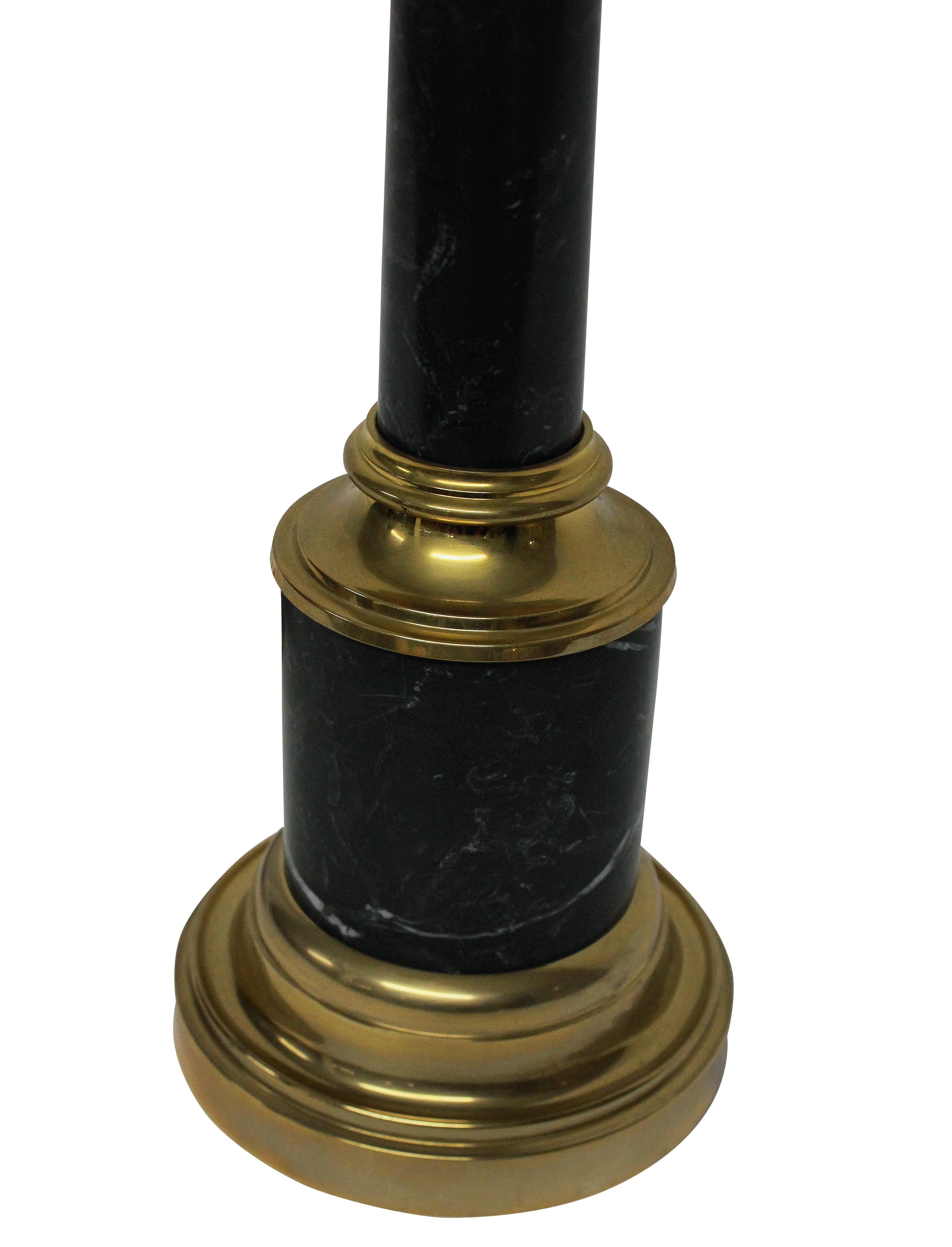 Pair of Grey Tuscan Marble Column Lamps In Good Condition In Kent, Dover