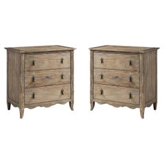 Pair of Greyed Oak Country 3-Drawer Bedside Chests