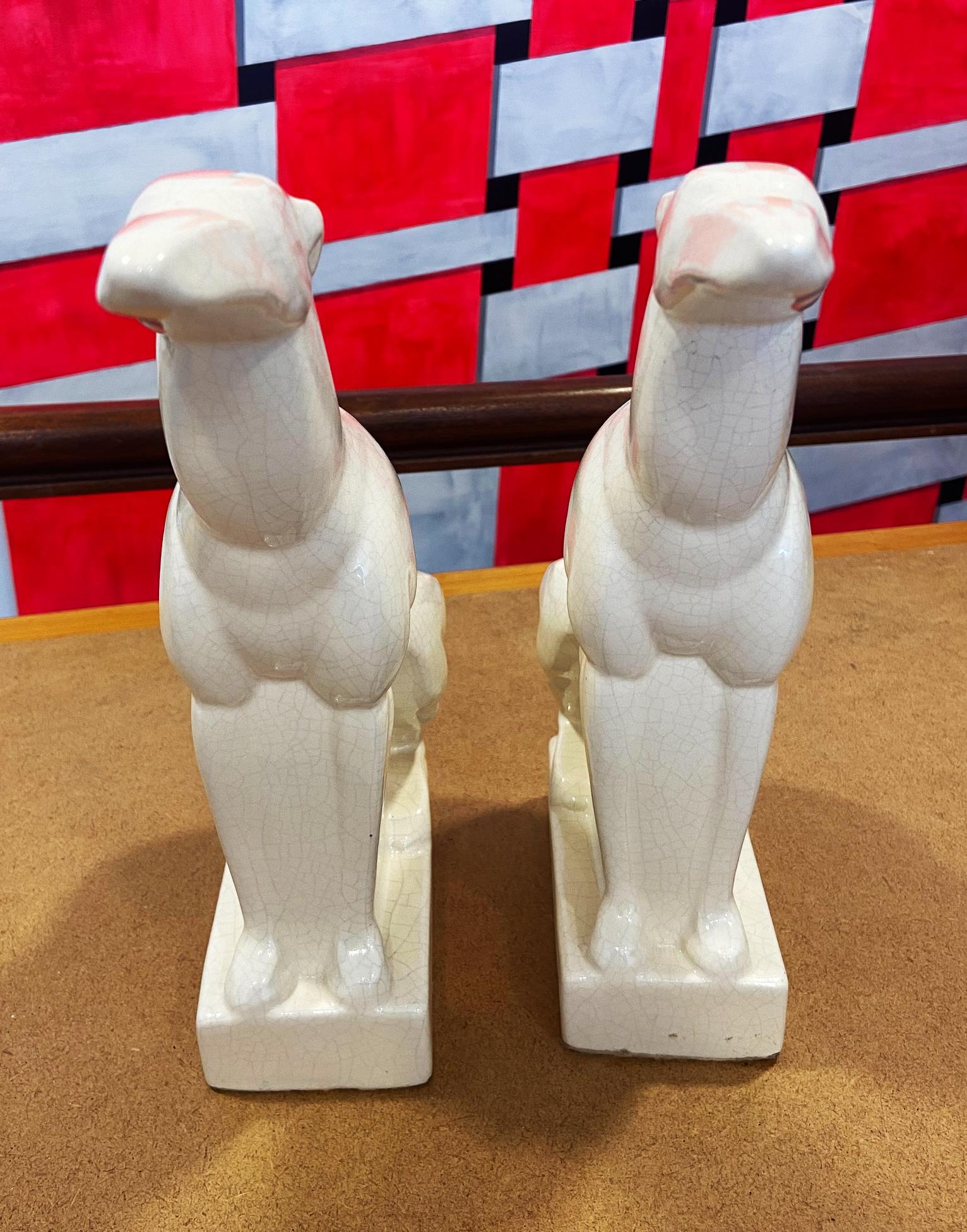 Pair of Greyhounds, Charles Lemanceau for the Saint Clément Factory 1925 In Excellent Condition For Sale In Saint ouen, FR