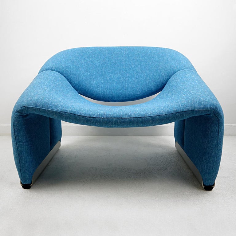 Pair of Groovy Chairs F598 in Blue Fabric by Pierre Paulin for Artifort