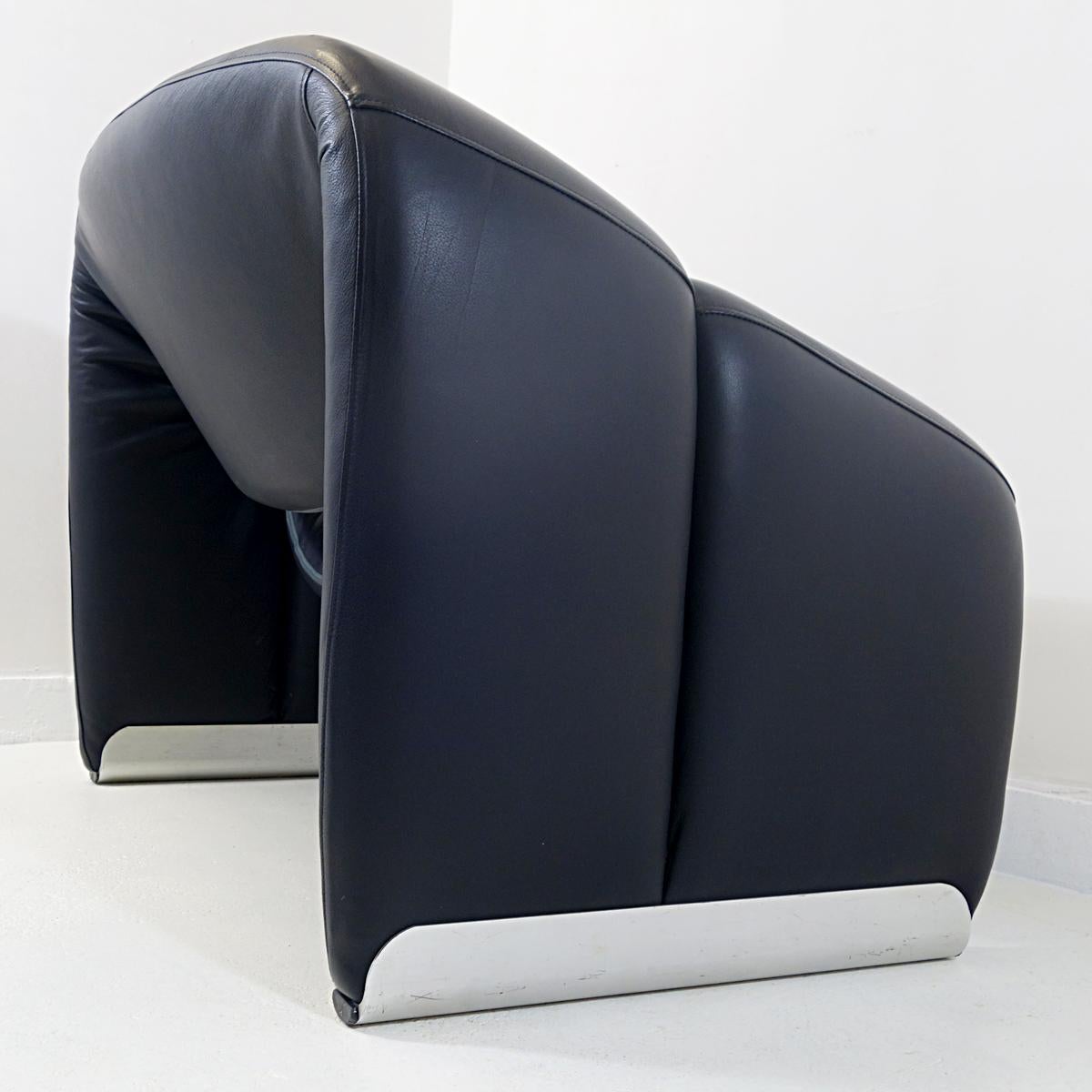 Late 20th Century Pair of Groovy Chairs in Black Leather by Pierre Paulin for Artifort