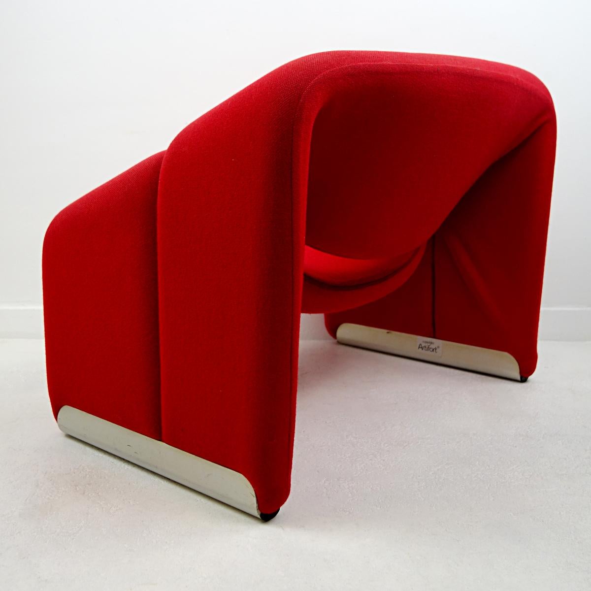 Late 20th Century Pair of Groovy Chairs Red Fabric and Grey Feet by Pierre Paulin for Artifort