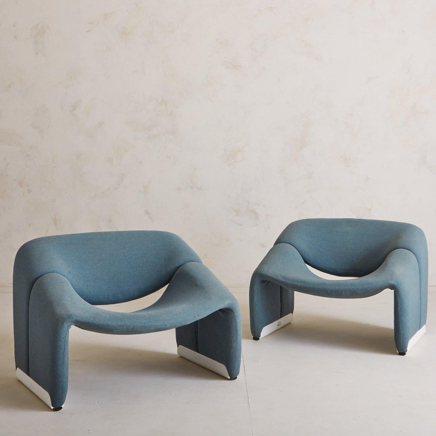 French Pair of Groovy Lounge Chairs by Pierre Paulin for Artifort, France, 1960s