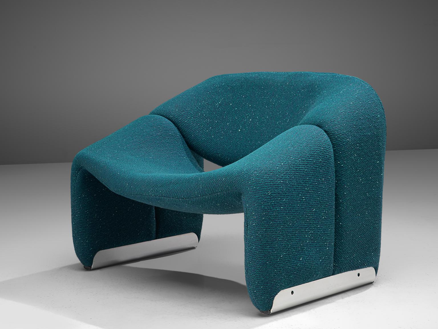 Dutch Pair of 'Groovy' Lounge Chairs by Pierre Paulin in Turquoise Fabric