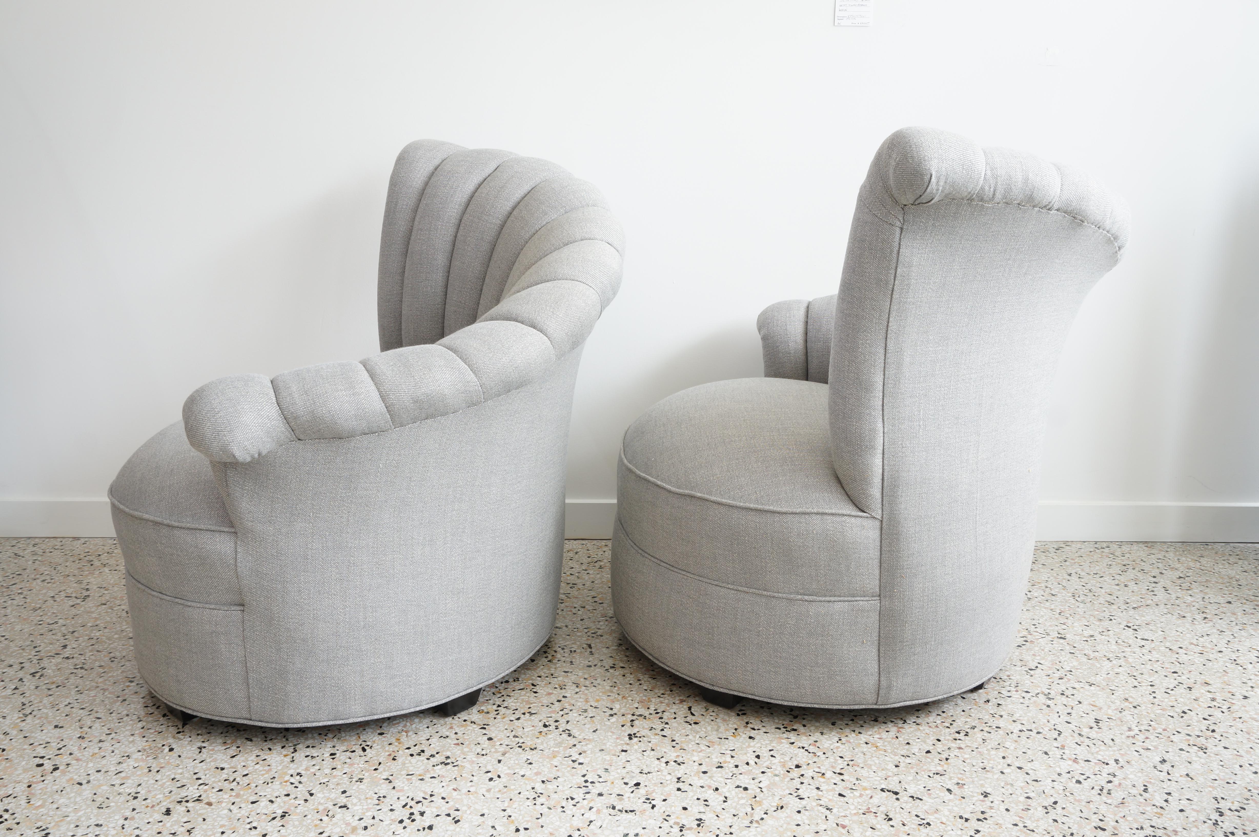 Fabric Pair of Grosfeld House Art Deco Lounge Chairs For Sale