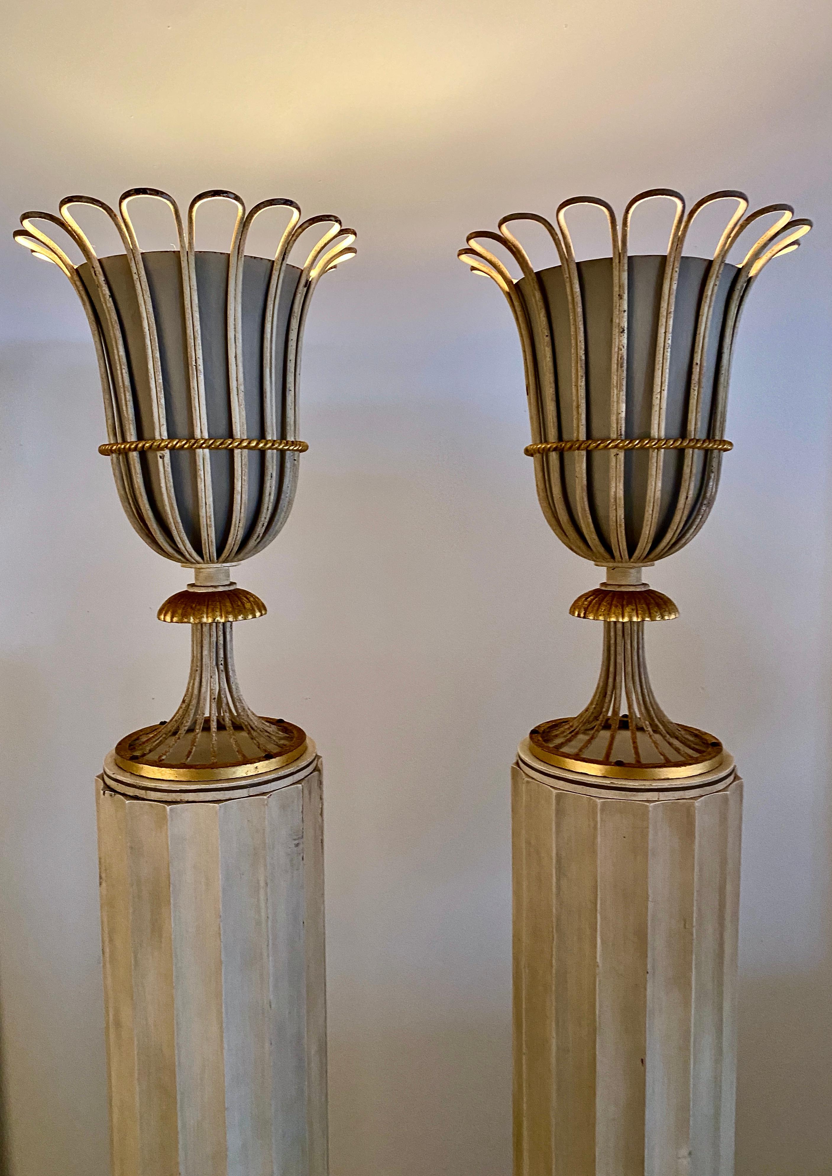 Hollywood Regency Pair of Grosfeld House Column-form Tochieres, USA 1930s