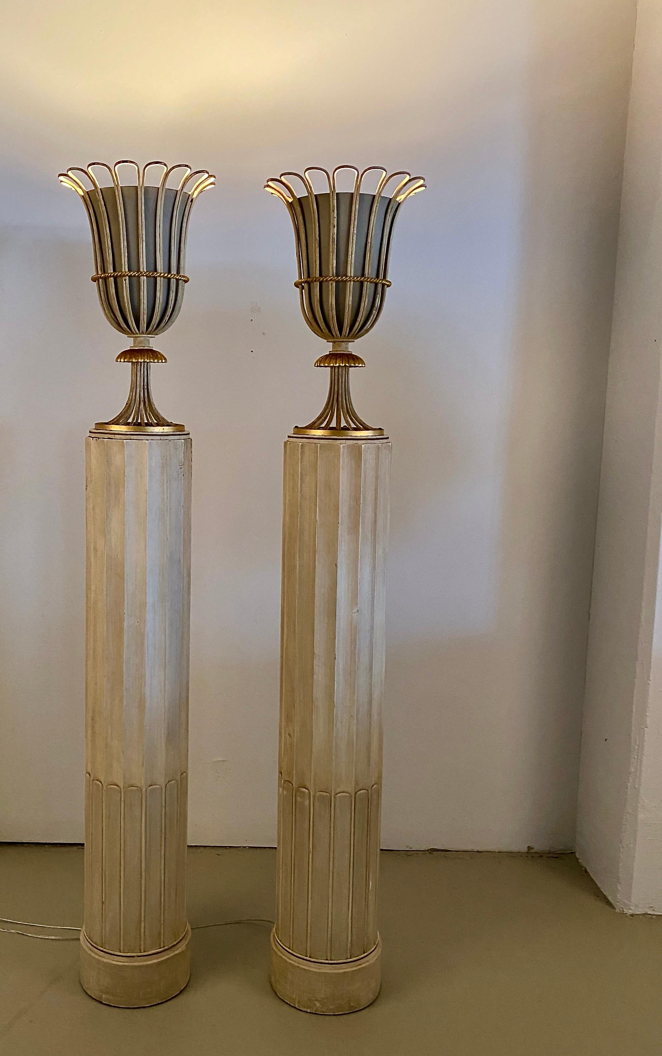 Metalwork Pair of Grosfeld House Column-form Tochieres, USA 1930s