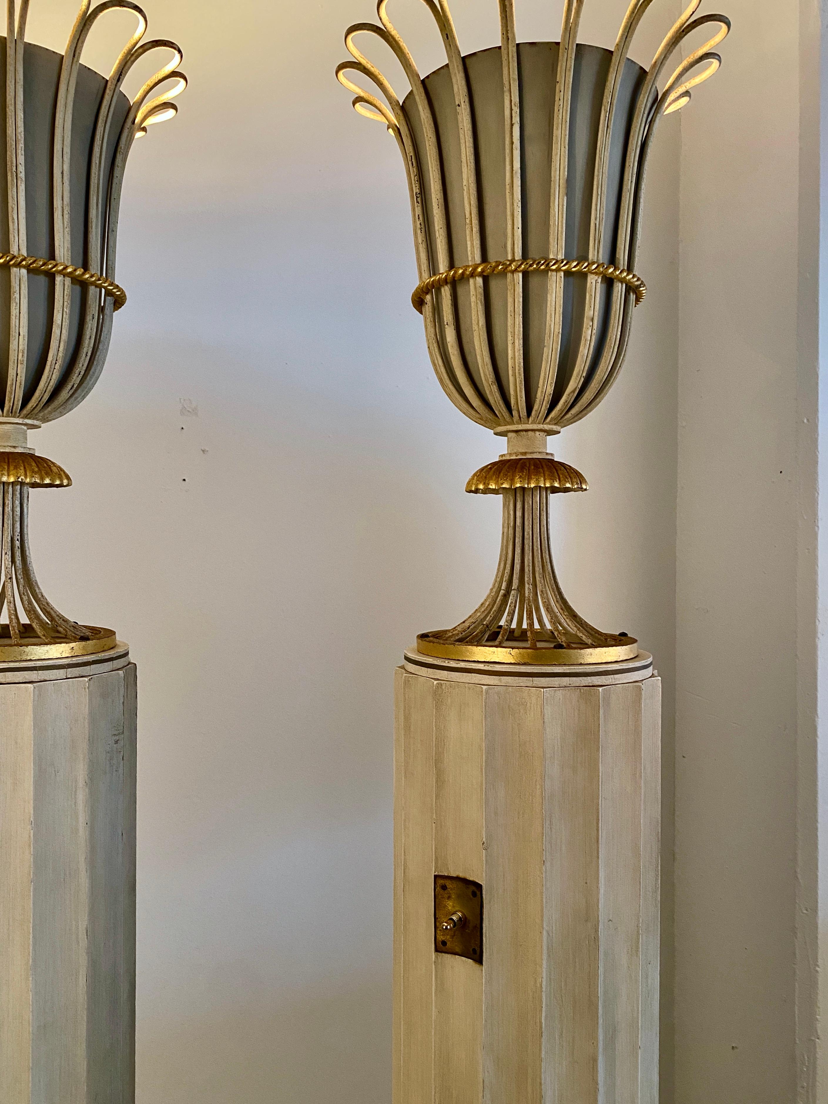 Wood Pair of Grosfeld House Column-form Tochieres, USA 1930s