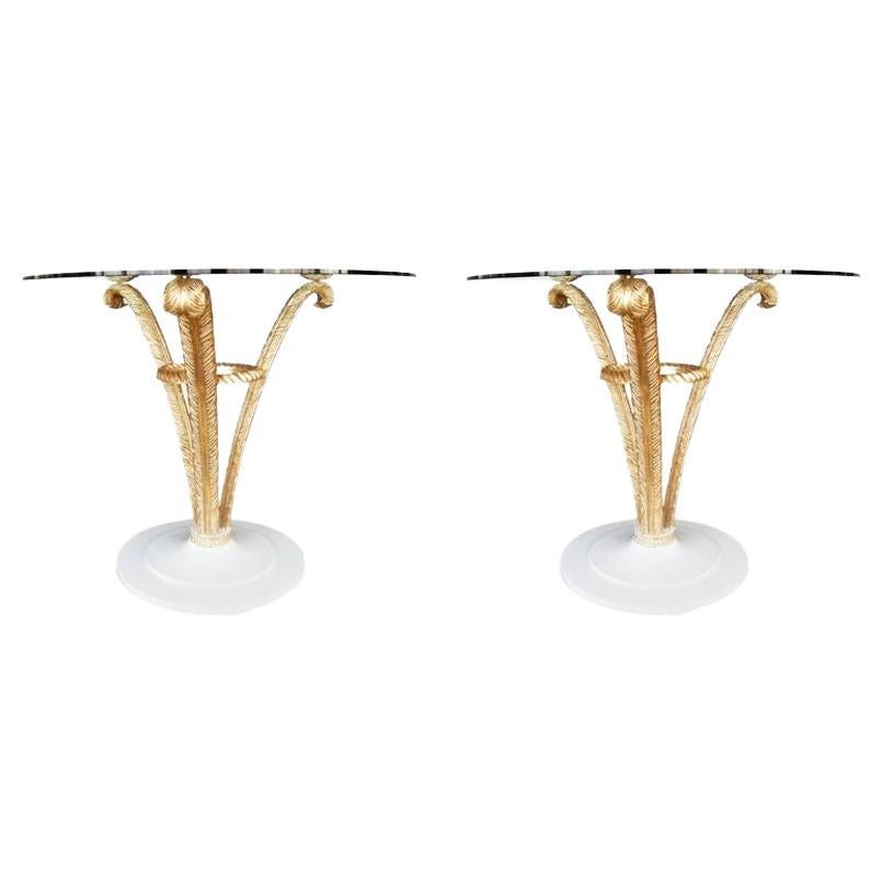 Pair of Grosfeld House Gold Leaf Side Tables For Sale