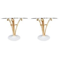 Retro Pair of Grosfeld House Gold Leaf Side Tables