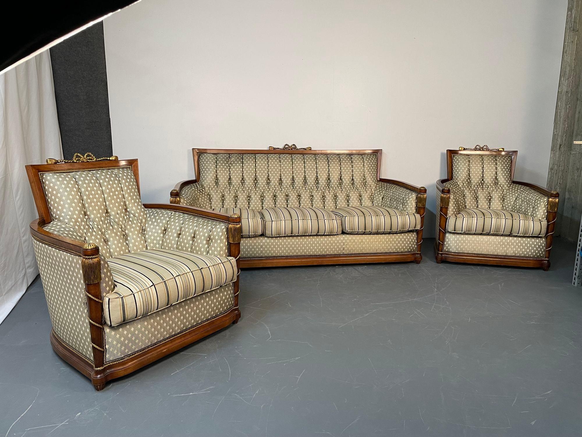 Pair of Grosfeld House Hi Back Arm Chairs, Bergere or Lounge Chairs 3
