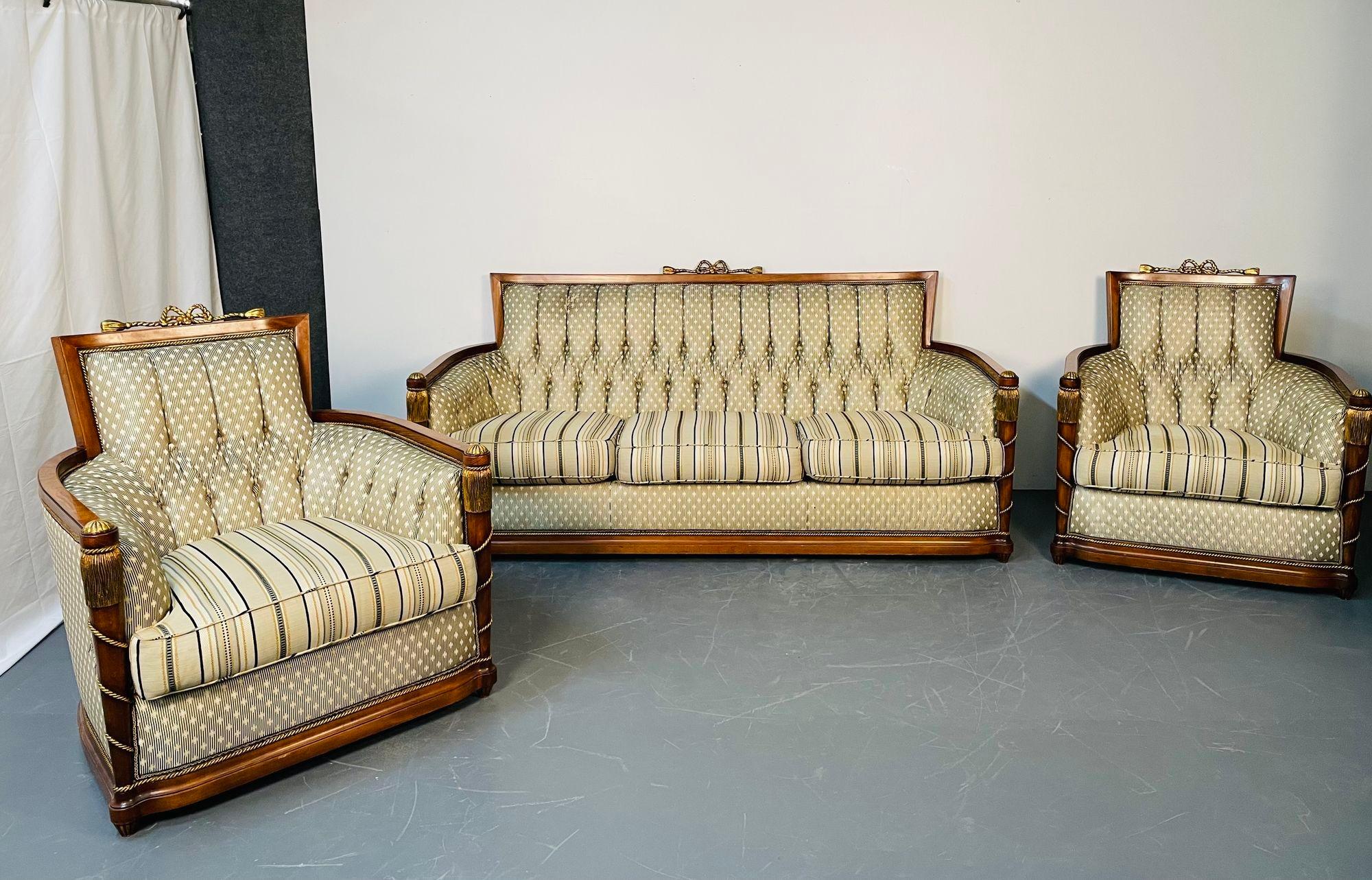 Pair of Grosfeld House Hi Back Arm Chairs, Bergere or Lounge Chairs 4