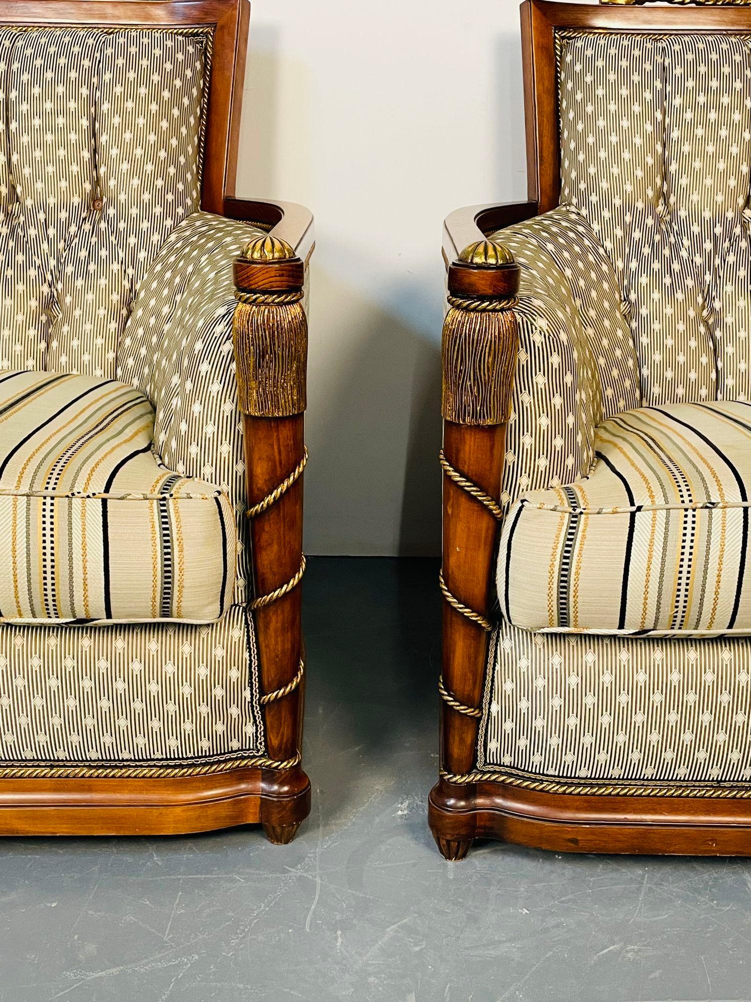 20th Century Pair of Grosfeld House Hi Back Arm Chairs, Bergere or Lounge Chairs
