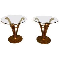 Vintage Pair of Grosfeld House Hollywood Regency Side Tables