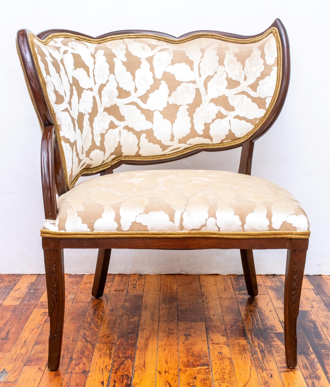 Art Deco Pair of Grosfeld House Mahogany Framed Leaf Chairs