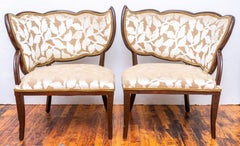 Pair of Grosfeld House Mahogany Framed Leaf Chairs
