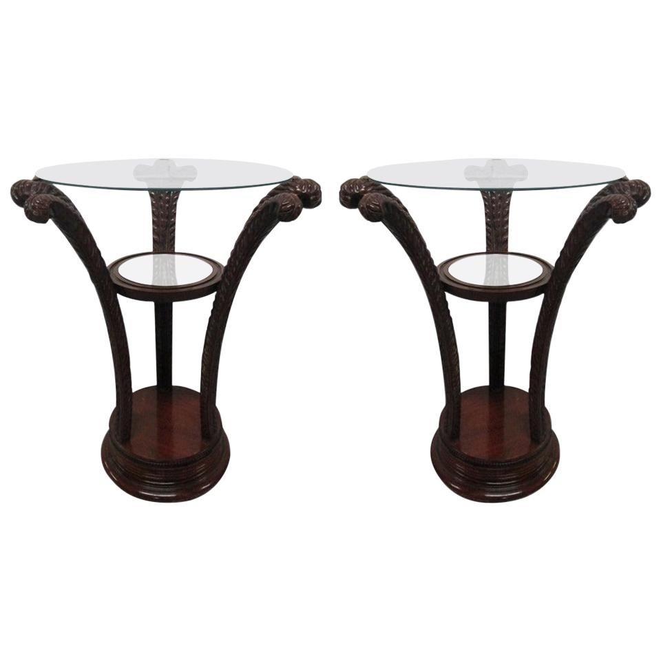Pair of Grosfeld House Plume Base Side Tables For Sale