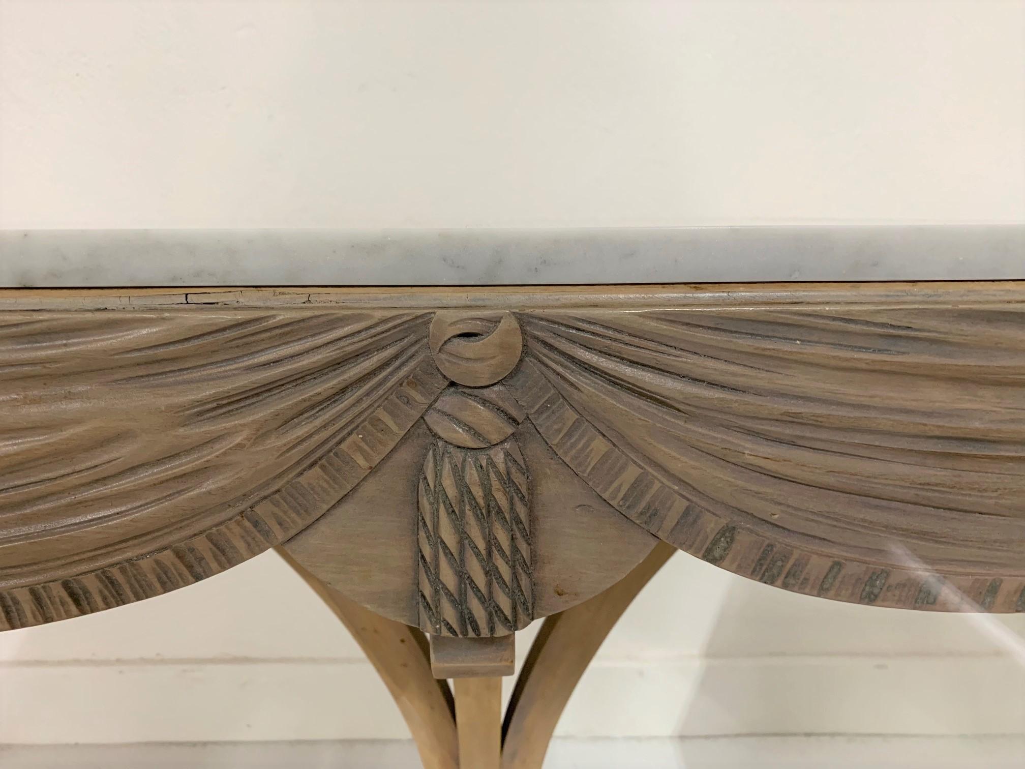 Mid-20th Century Pair of Grosfeld House Plume Marble-Top Side Tables For Sale