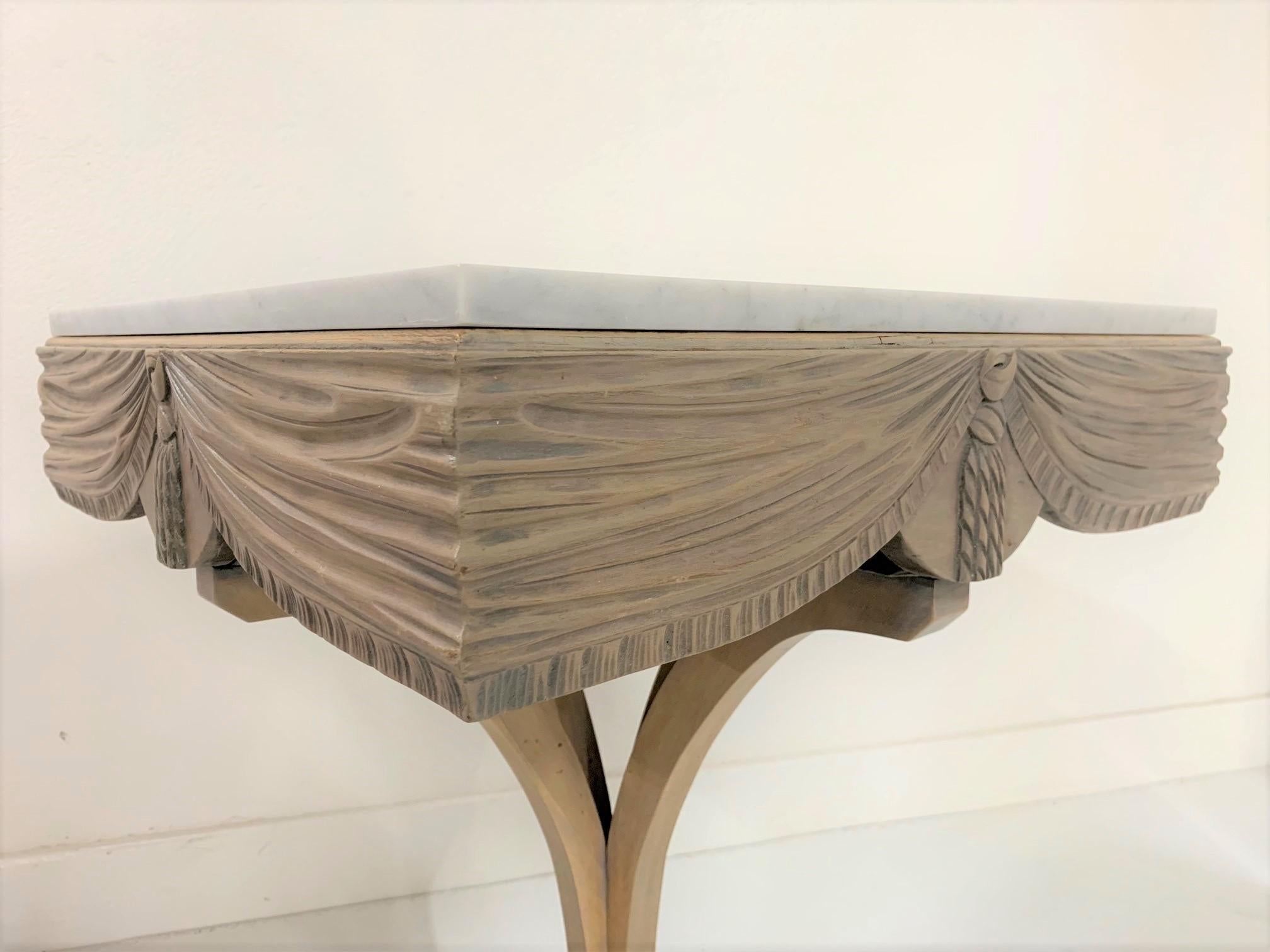 Pair of Grosfeld House Plume Marble-Top Side Tables For Sale 1