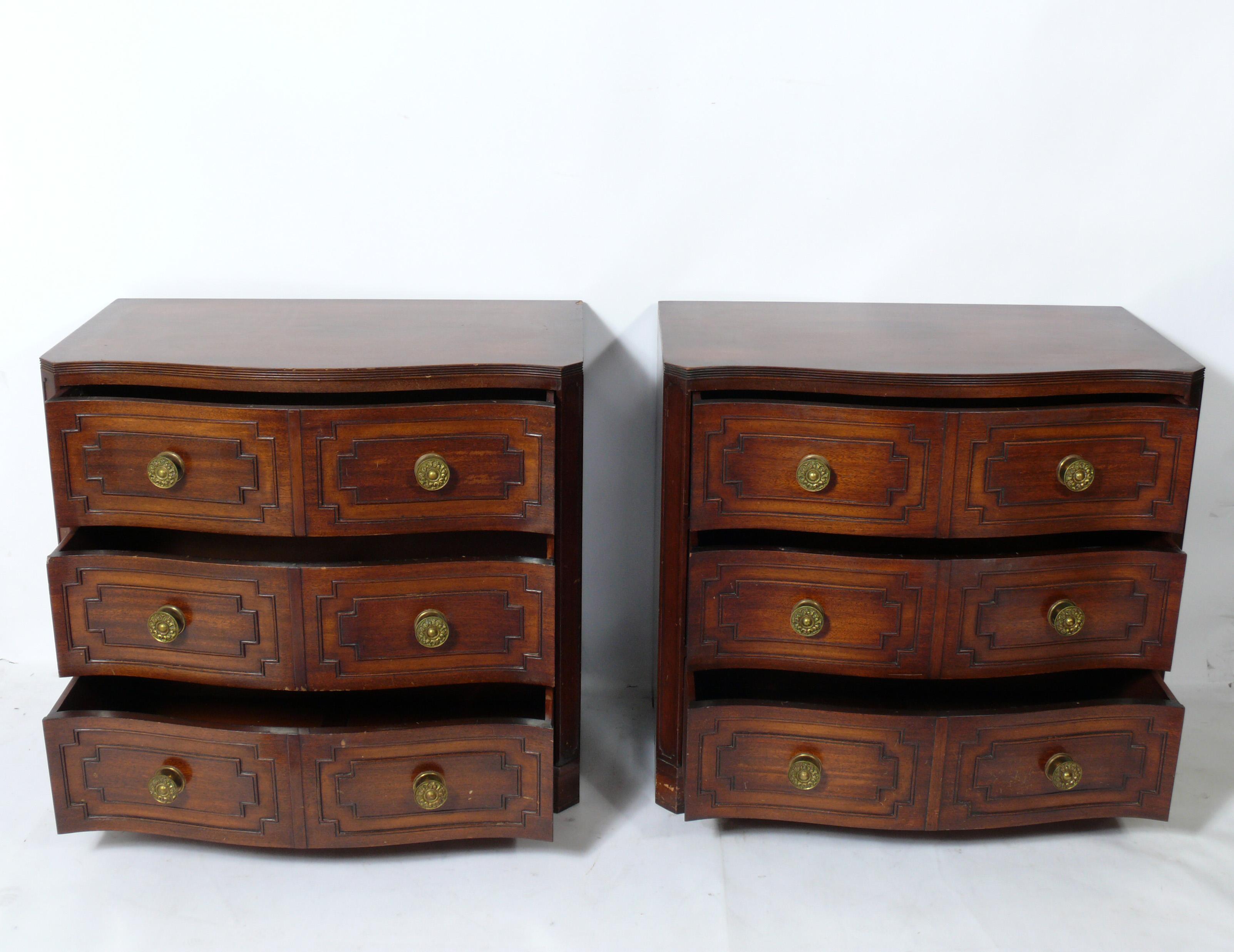 Hollywood Regency Pair of Grosfeld House Serpentine Chests