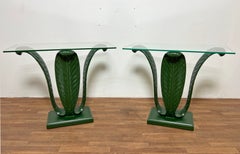 Pair of Grosfeld House Style Plumed Console Tables Circa 1930s