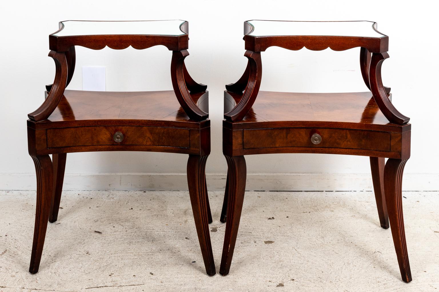 20th Century Pair of Grosfeld House Tables with Mirrored Tops For Sale
