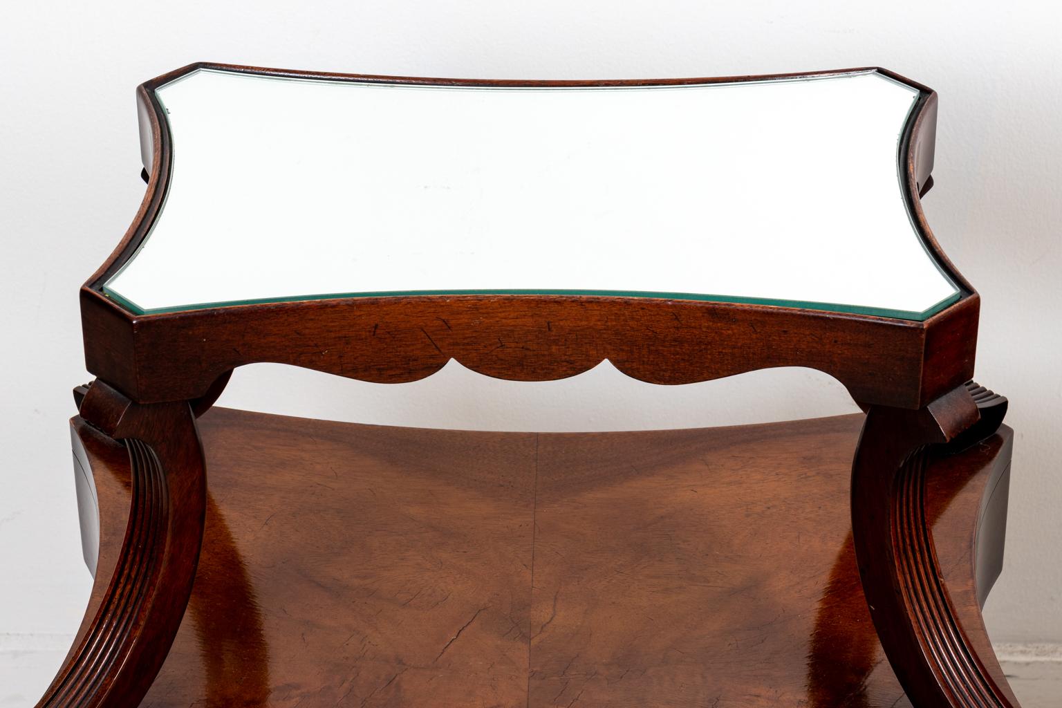 Wood Pair of Grosfeld House Tables with Mirrored Tops For Sale