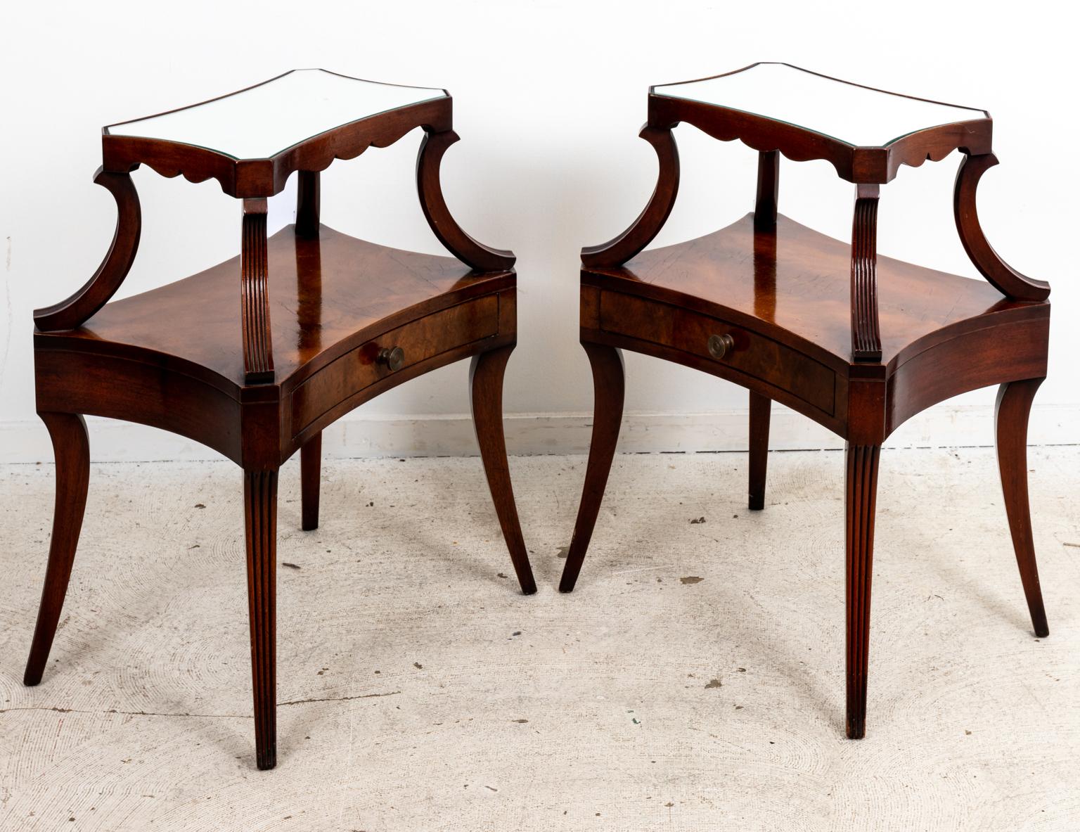 Pair of Grosfeld House Tables with Mirrored Tops For Sale 3