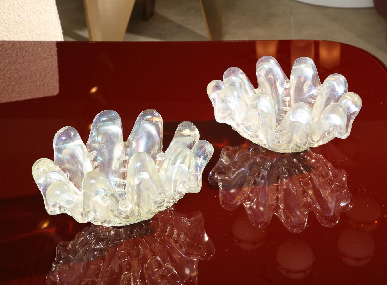 Pair of Grosse Costolature Shell Bowls by Ercole Barovier for Barovier & Toso 1