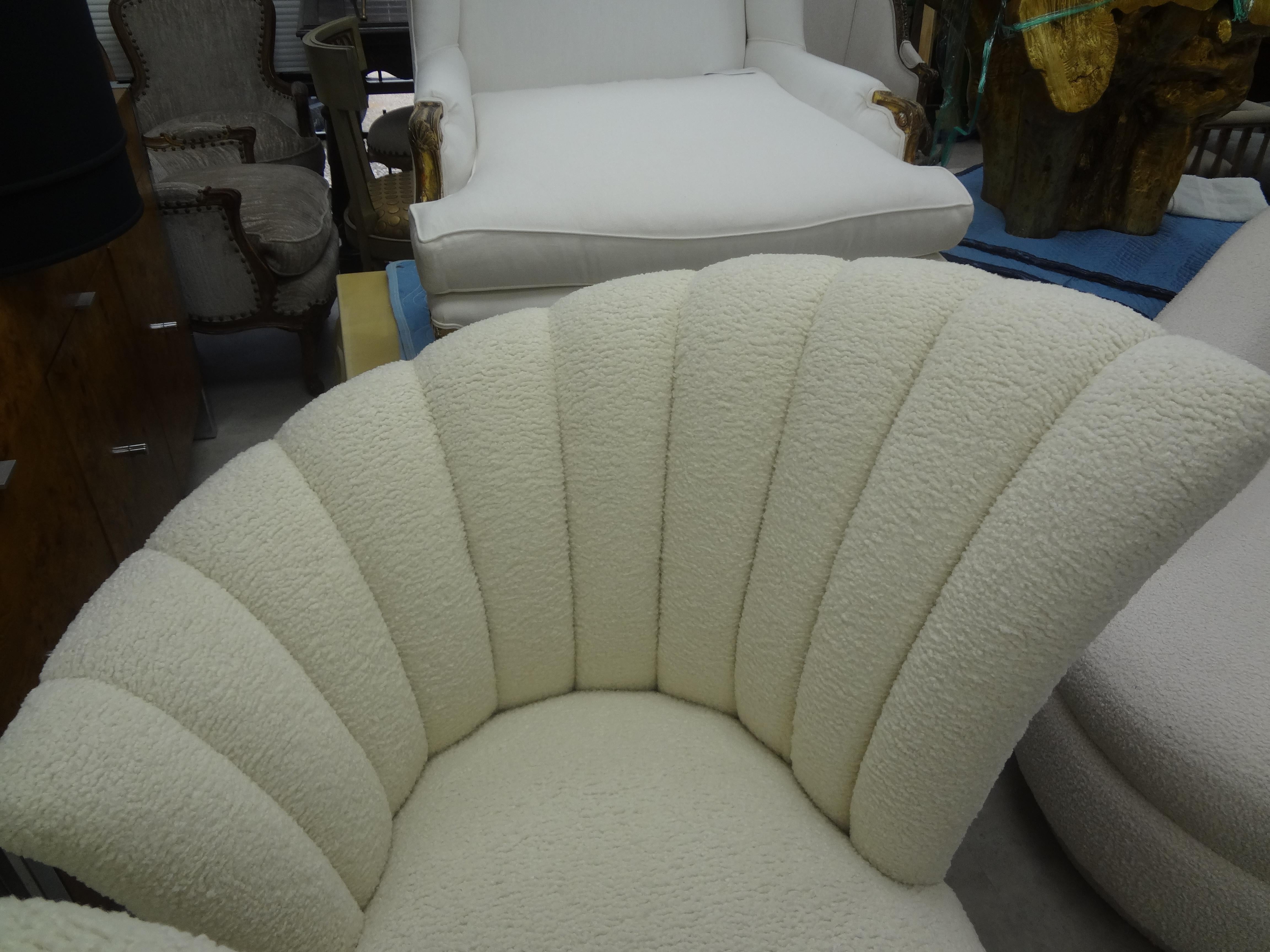 Pair of Grosfeld House Asymmetrical Channel Back Lounge Chairs In Good Condition In Houston, TX