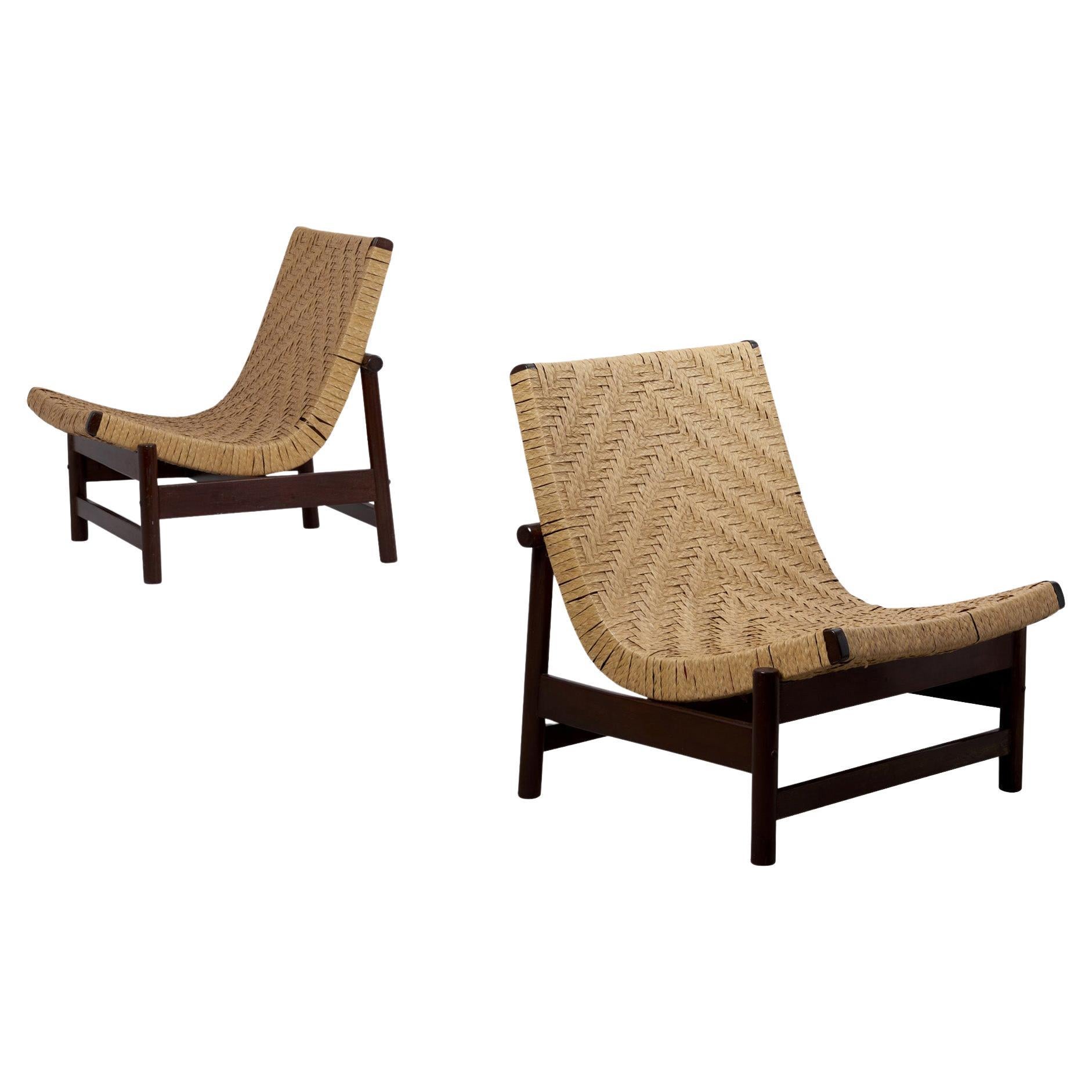 Pair of beige Guama Lounge Chairs by Gonzalo Cordoba for Dujo, Cuba 1950s