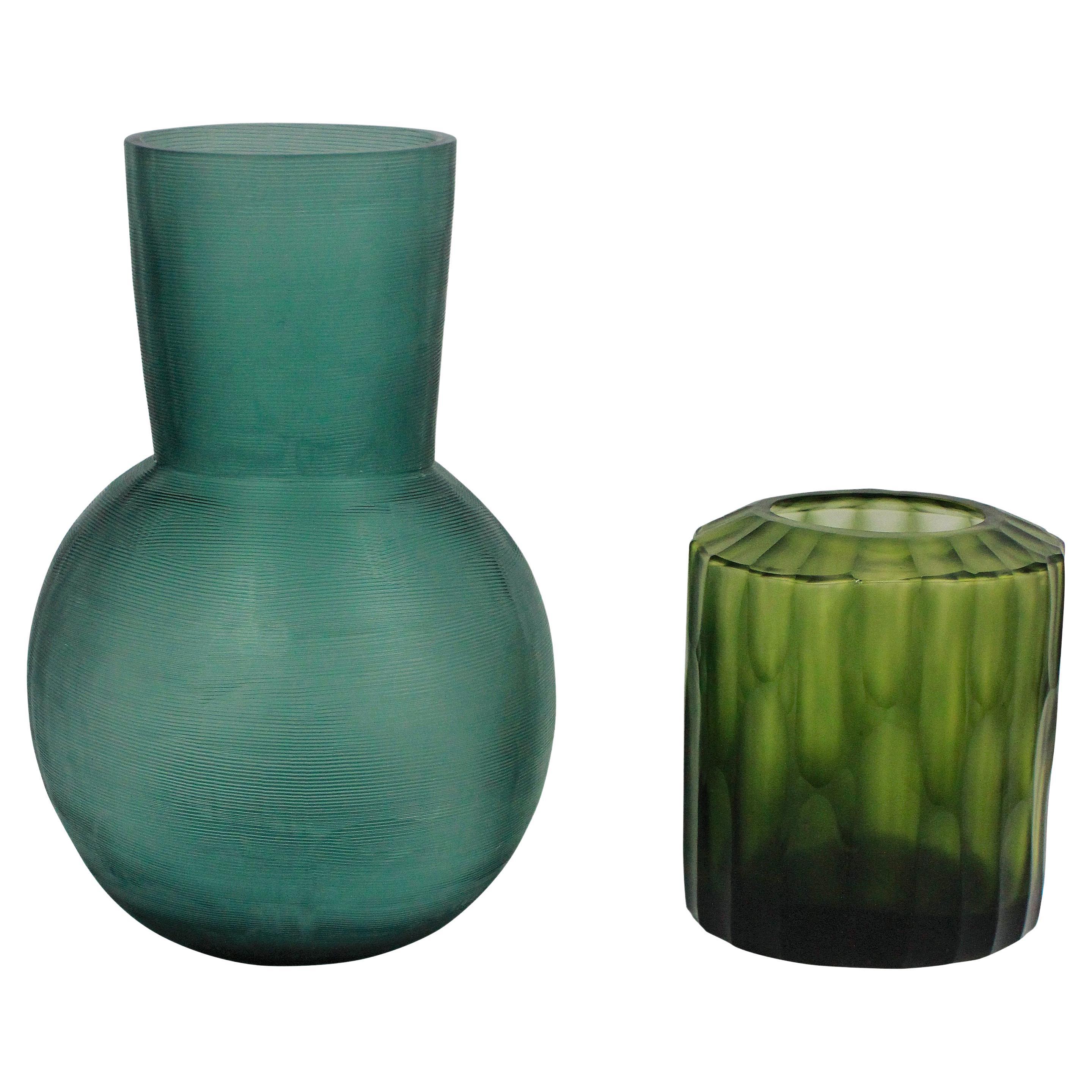 Pair of Guaxs Glass Vases in Stunning Colors For Sale