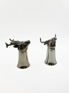 Pair of Gucci Hunting Glasses in Silver-Plated Metal with Animal Heads