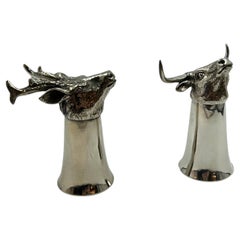 Pair of Gucci Hunting Glasses in Silver-Plated Metal with Animal Heads