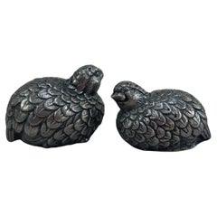 Pair of Gucci Silver Figural Quail Salt & Pepper Shakers, Italy, 1970s