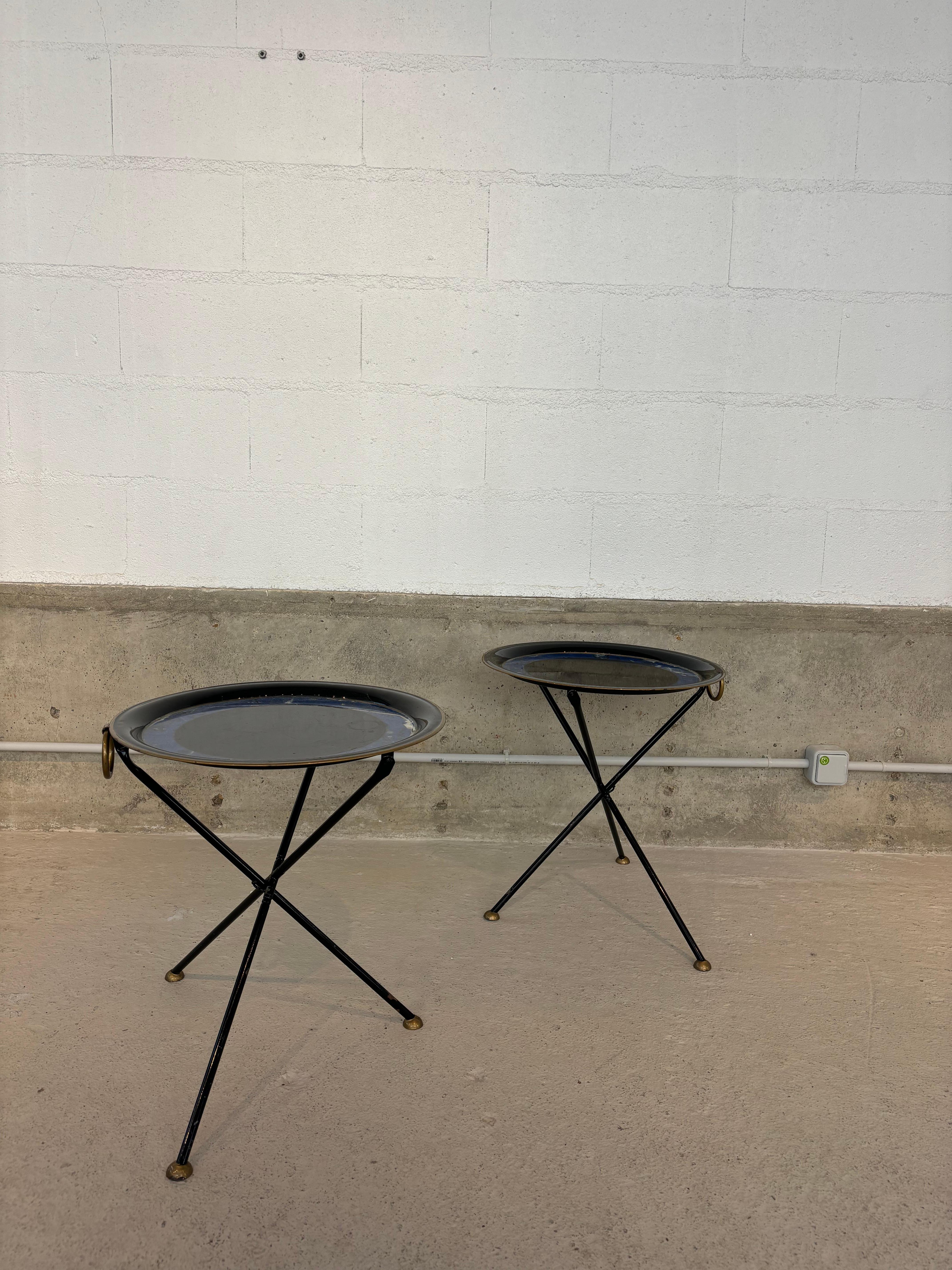 Metal Pair of guéridon by Christian Dior For Sale
