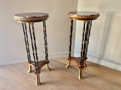 Antique Pair of Gueridon in Bronze with Marble Top