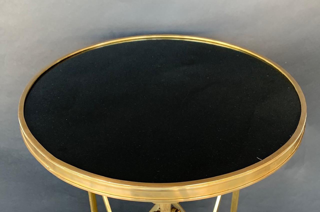 Pair of guéridon side tables with black Marmol top, France, 1950.