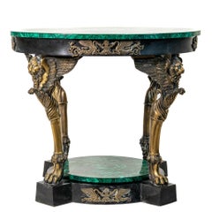 Paar Gueridon-Tische, Malachit, Malachit