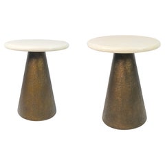 Pair of gueridons in White Rock Crystal with a bronzed Base