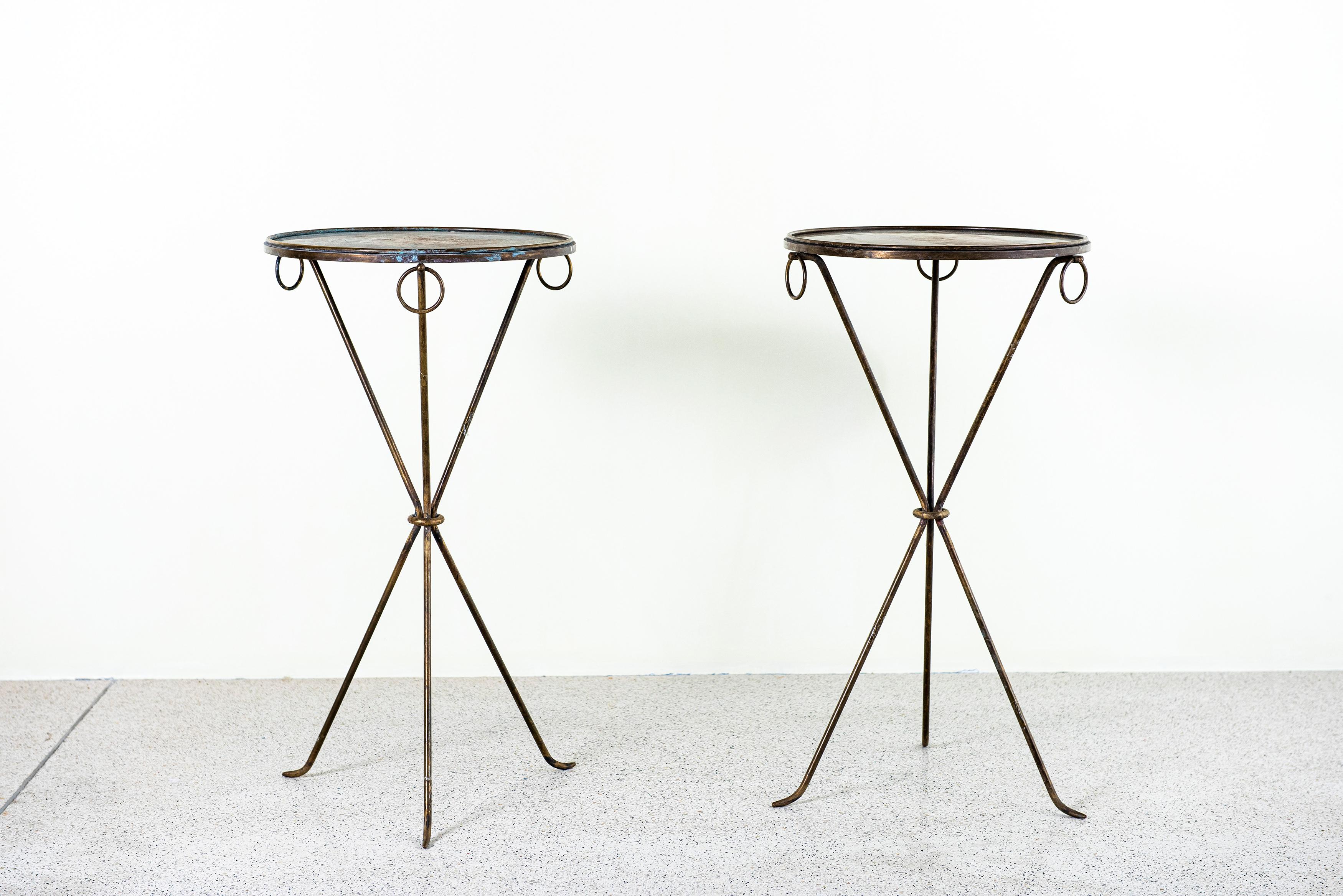 Pair of brass guéridons tables by Jean Michel Frank for Casa Comte, Argentina, 1939.
 