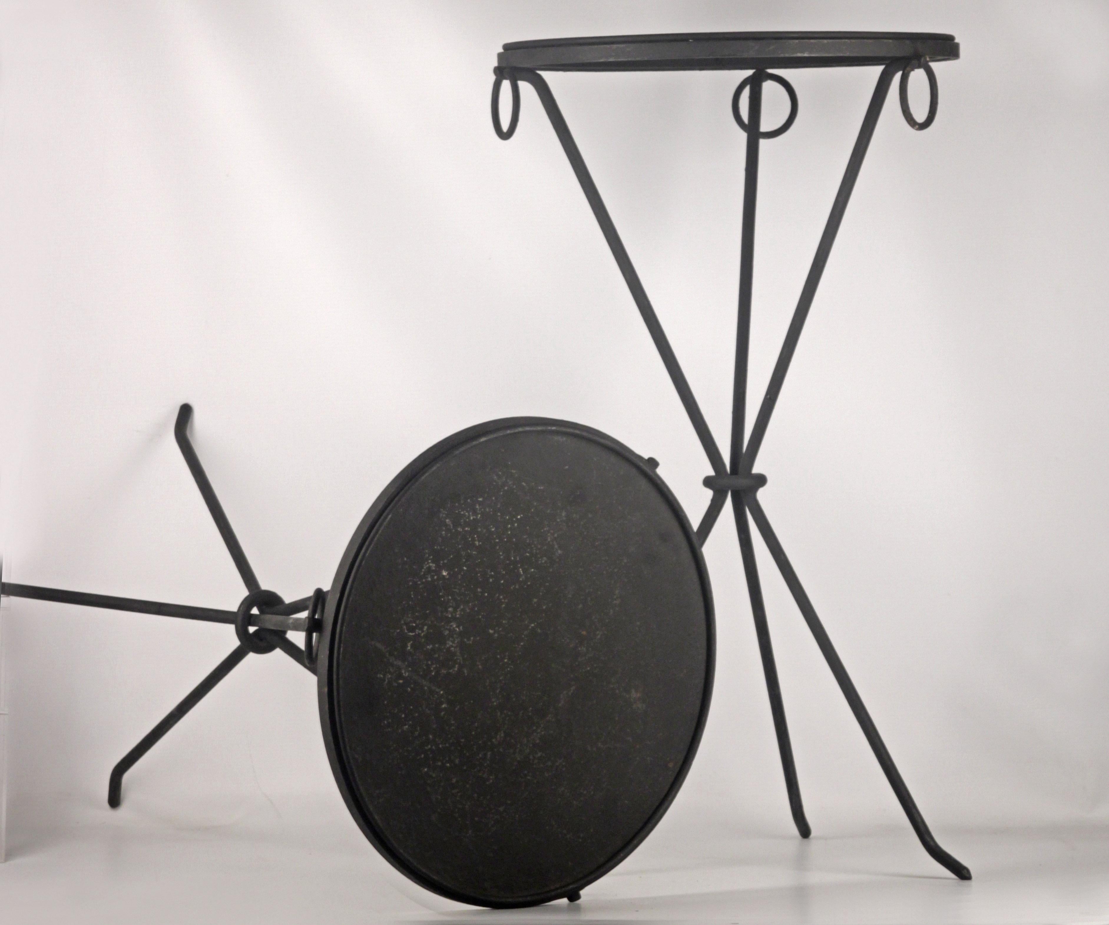Art Deco Pair of Mid-20th Century Iron Guéridons Tables by Jean Michel-Frank for Comte