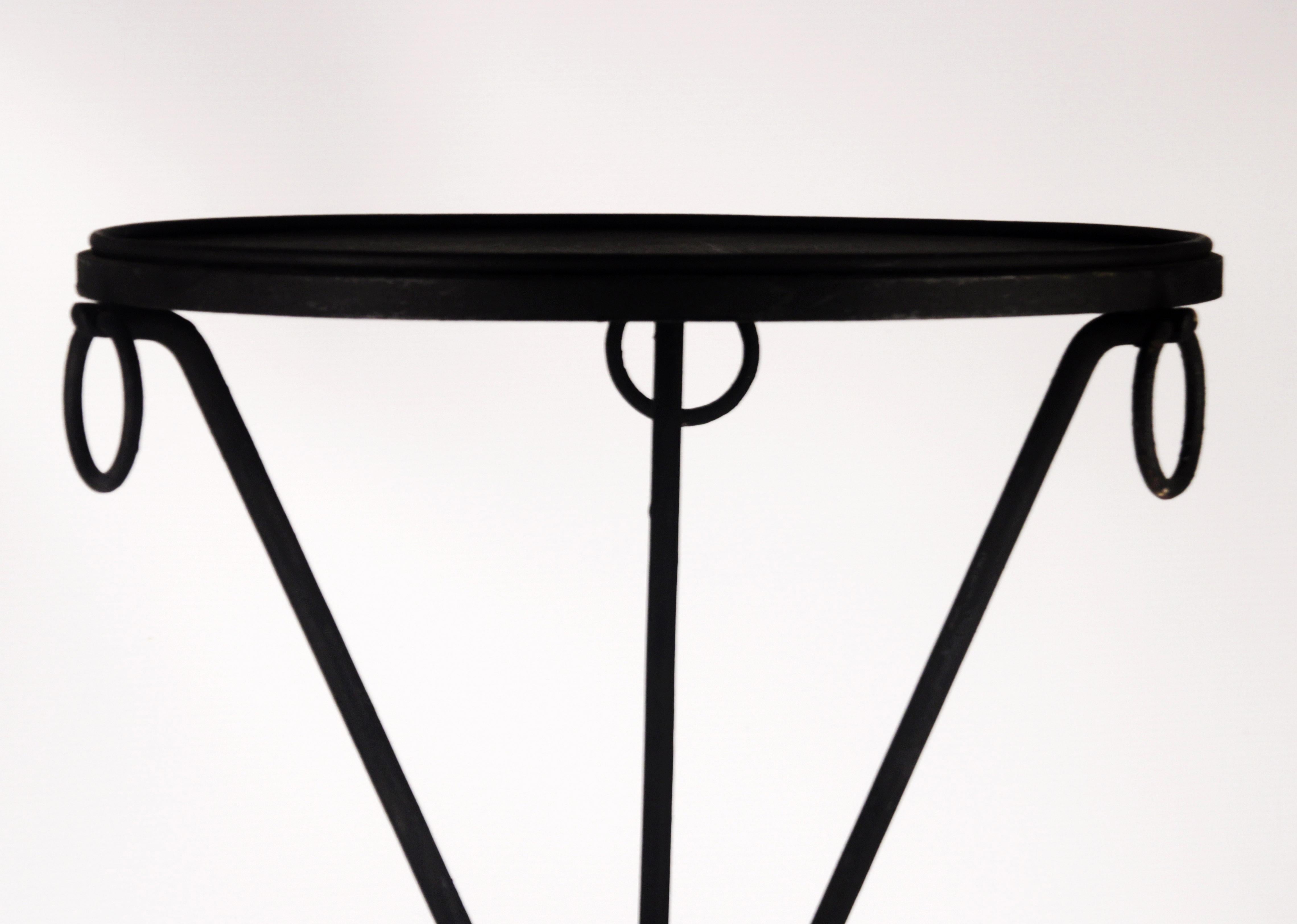 Pair of Mid-20th Century Iron Guéridons Tables by Jean Michel-Frank for Comte In Good Condition In North Miami, FL