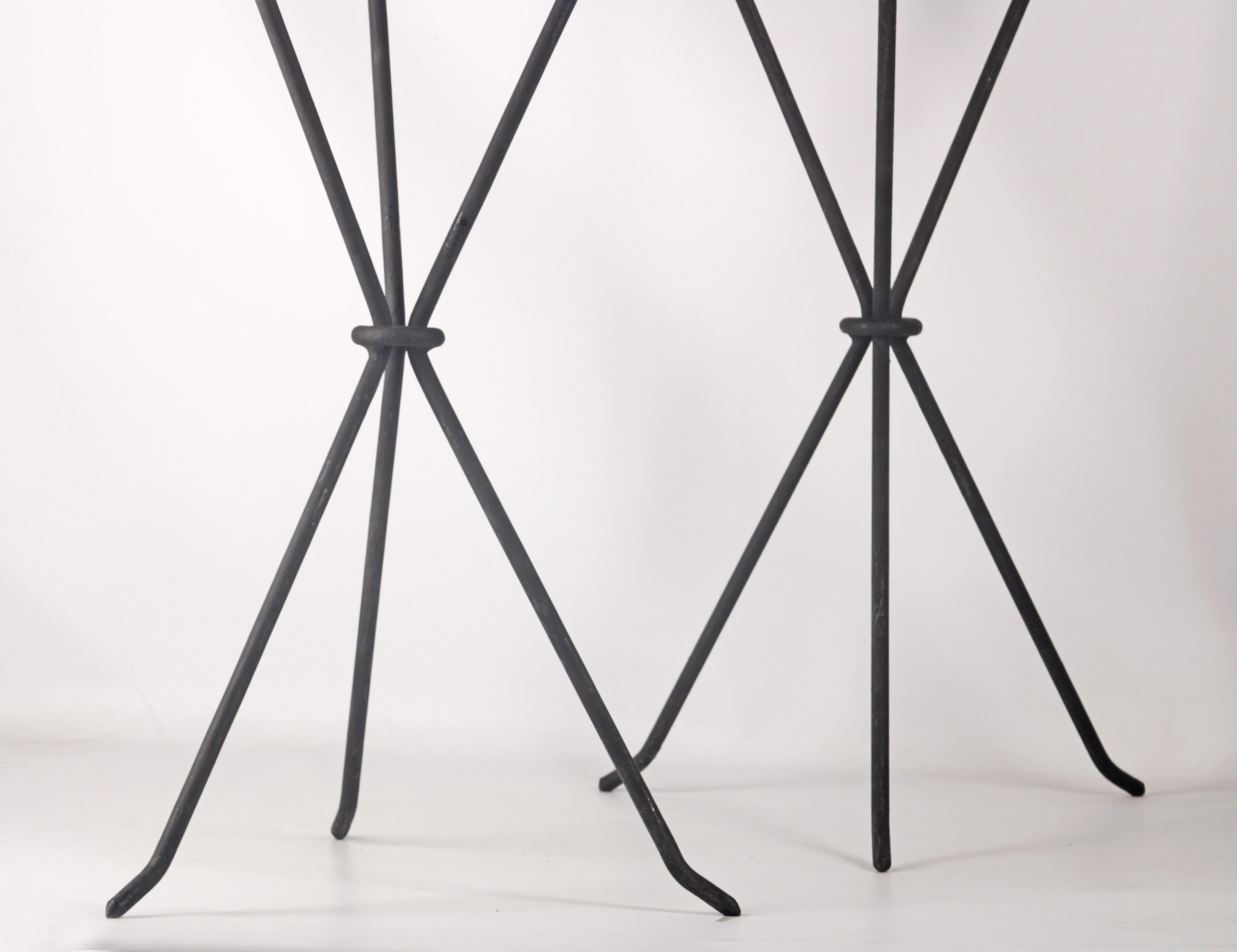 Paint Pair of Mid-20th Century Iron Guéridons Tables by Jean Michel-Frank for Comte